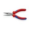 Fél-kerek csőrű (rádió) fogó 61HRC vágóéllel max.d2,5/1,6mm piros-kék 140mm-hossz KNIPEX - 2502140