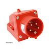 Ipari dugvilla 3P+N+E falonkívüli fázisfordító 16A 400V(50+60Hz) piros műanyag ferde csavaros PCE - 7715-6d