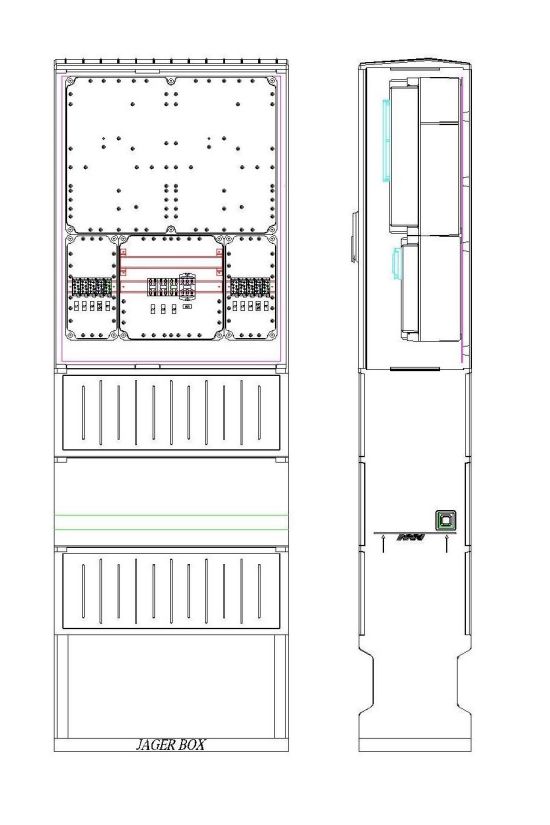 1/3F mérőszekrény 1xM63.80A+1xV32 földkábeles álló 1-szintes 1 2M 2 PVT-K-L Á-V Fm Csatári Plast - CSP21.ES054