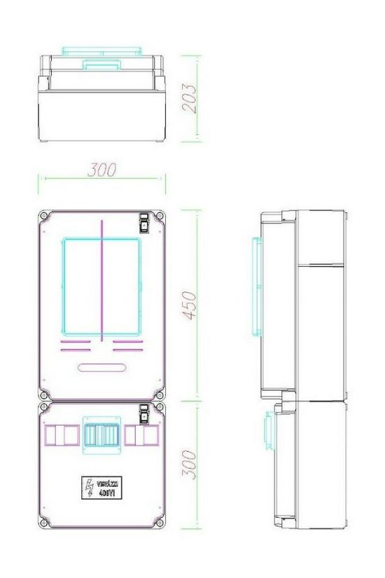 1/3F mérőszekrény 1xM63.80A szabadvezetékes 1-szintes 1-mérőhely 1M PVT 3075 Fm-SZ Csatári Plast - CSP21.E016