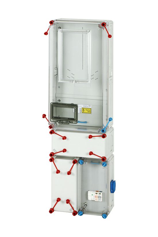 1/3F mérőszekrény 1xM63A f.kábel +1xÁVK +túlfeszvédő +1x2P+E dugalj  HB3000F4D-U(HEN21.E009) Hens - 1091548