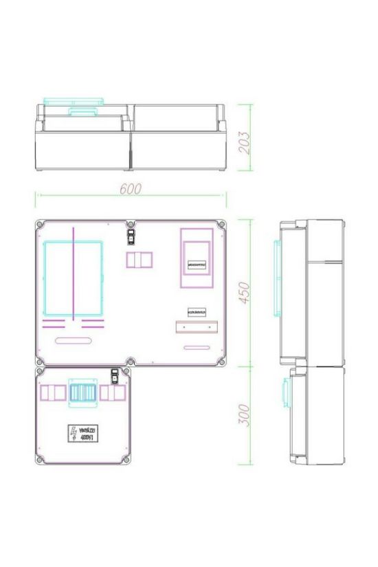 1/3F mérőszekrény 1xV63.80A szabadvezetékes 1-szintes 1-mérőhely 2M PVT 6075 VFm-SZ Csatári Plast - CSP21.E018