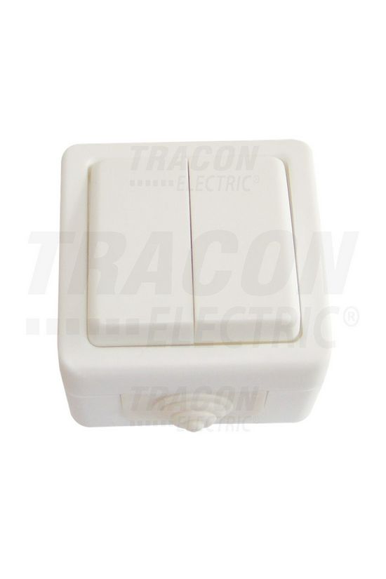 101/2 2x1P kapcsoló 101/2 2x1-pólusú kapcsoló betét komplett házban fehér falonkívüli IP54 TRACON - TR-PH05-2