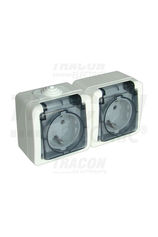 162/2 dugalj földelt komplett házban csapófedéllel fehér IP54 falonkívüli csavaros TRACON - TR-PH02