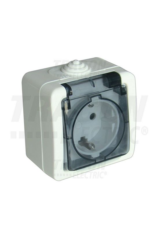 162 dugalj földelt komplett házban csapófedéllel fehér IP54 falonkívüli csavaros TRACON - TR-PH01