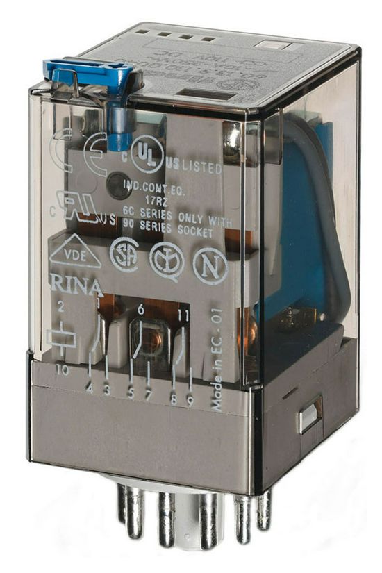 Általános célú relé 10A 3-v dugaszolós 12VDC monostabil IP20 60.13.9.012.0040 FINDER - 601390120040