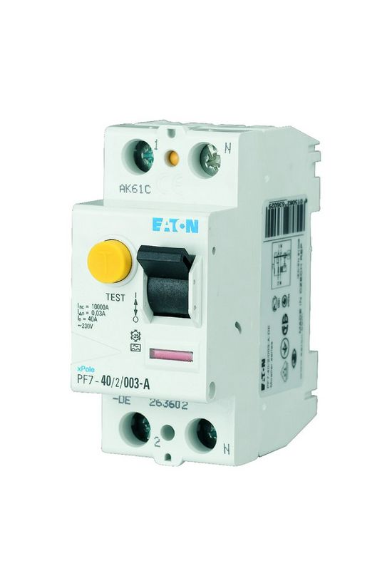 Áram-védőkapcsoló (Fi-relé) analóg 1P+N 25A 30mA A-típus 10kA PF7-25/2/003-A-DE EATON - 263599