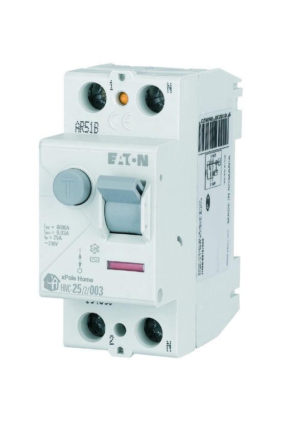 Áram-védőkapcsoló (Fi-relé) analóg 2P 25A 30mA AC-típus 6kA HNC-25/2/003 xPole Home EATON - 194690