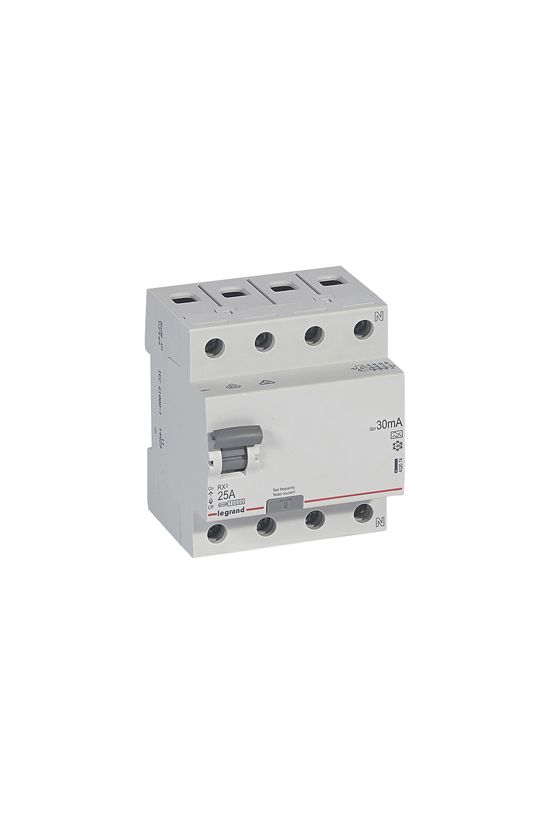Áram-védőkapcsoló (Fi-relé) analóg 3P+N 25A 30mA A-típus 10kA RX3 LEGRAND - 402074