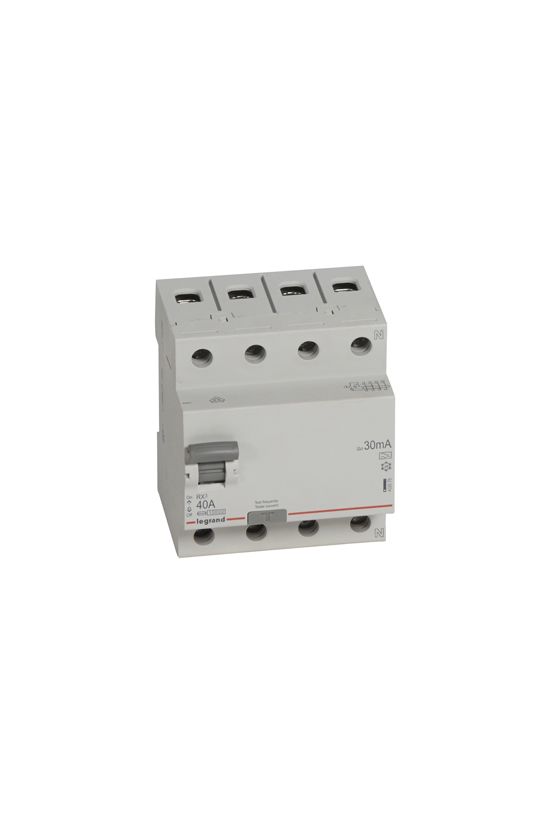 Áram-védőkapcsoló (Fi-relé) analóg 3P+N 40A 30mA A-típus 10kA RX3 LEGRAND - 402075