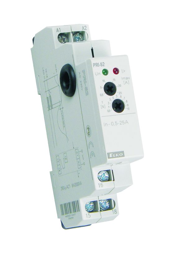 Áramfigyelő relé áramváltós 8A/250V 1v 0,5-25A-max. csavaros PRI-52 Elko EP - 3655