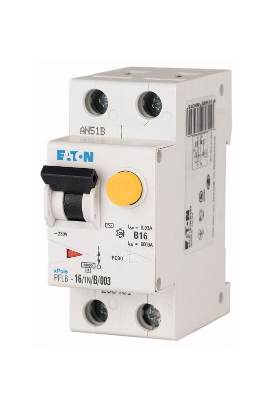Áramvédő(FI)-kismegszakító 1P+N 10A C-jelleg 0.03A AC-típus 6kA/61009-1 PFL6-10/1N/C/003 EATON - 286465