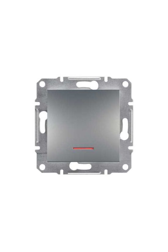 Asfora 101 1P kapcsoló +jelzőfény betét közp. fedéllel nemesacél süllyesztett csavaros Schneider - EPH1400362