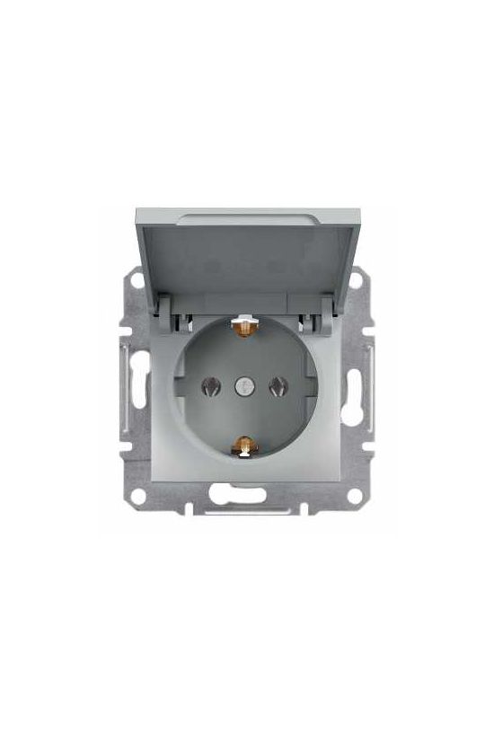 Asfora 162 dugalj földelt csapófedéllel alumínium IP20 süllyesztett Schneider - EPH3100161