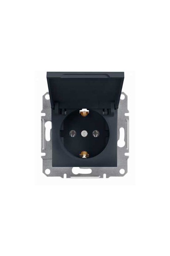 Asfora 162 dugalj földelt csapófedéllel antracit IP20 süllyesztett Schneider - EPH3100171