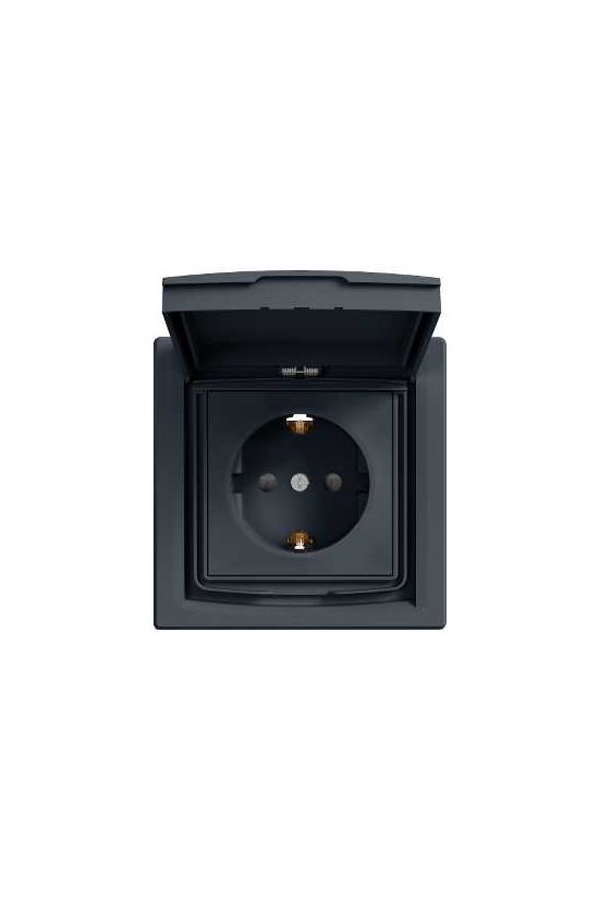 Asfora 162 dugalj földelt csapófedéllel gyerekzárral antracit IP44 süllyesztett Schneider - EPH3100371