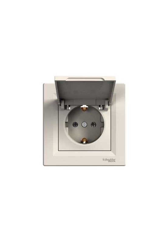 Asfora 162 dugalj földelt csapófedéllel krém IP20 süllyesztett Schneider - EPH3100123