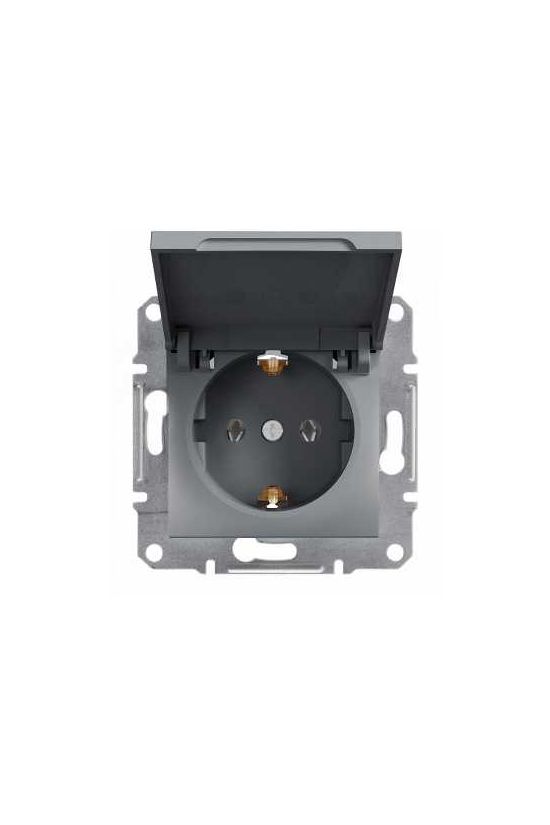 Asfora 162 dugalj földelt csapófedéllel nemesacél IP20 süllyesztett Schneider - EPH3100162