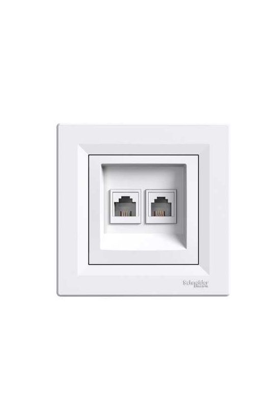 Asfora telefon csatlakozó betét teljes fedéllel 2xRJ11 műanyag fehér címketartó nélkül Schneider - EPH4200121