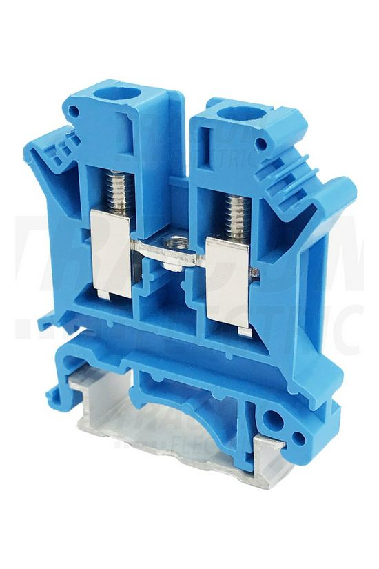 Átmenő sorkapocs TS35 1-szintes 57A 0,2-6mm2/érvéghüvely kék csavaros csavaros TRACON - TSKA6-K