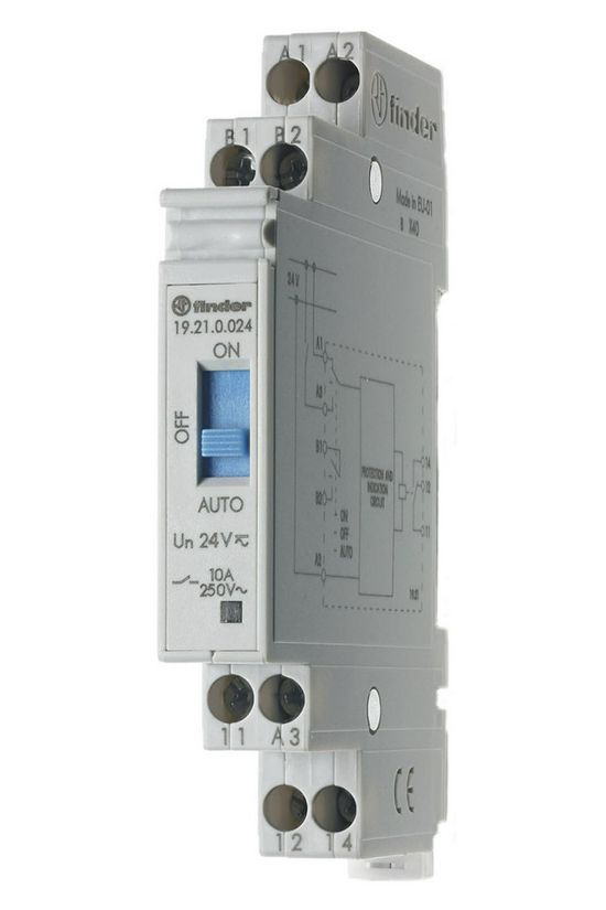 Beavatkozómodul Auto-Ki-Be 10A 1-v csavaros 24VAC 24VDC monostabil IP20 19.21.0.024.0000 FINDER - 192100240000