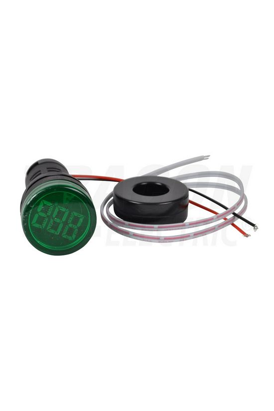 Beépíthető ampermérő gyűrűs áramváltóval d22 3digit zöld digitális 0-100A AC/DC TRACON - NYG3-AG