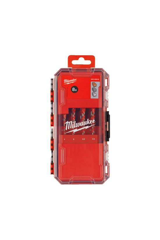 Betonfúrószár készlet 8db 2élű 4-10mm 3oldalas Packout kompatibilis 8-darabos PowerTip Milwaukee - 4932493882