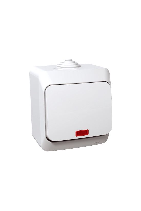CedarPlus 101 1P kapcsoló +jelzőfény betét komplett házban fehér falonkívüli IP44 Schneider - WDE000514