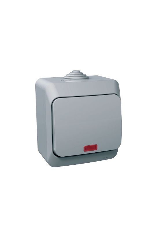 CedarPlus 101 1P kapcsoló +jelzőfény betét komplett házban szürke falonkívüli IP44 Schneider - WDE000614