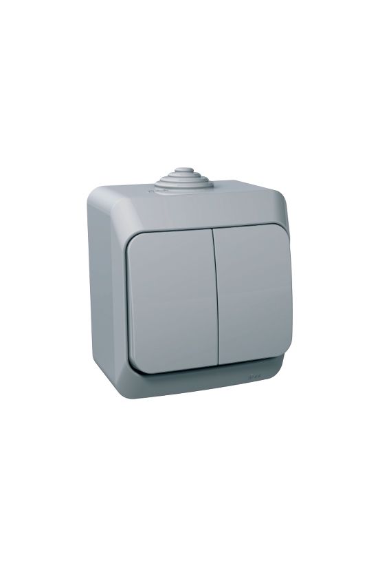 CedarPlus 105 2x1P csillárkapcsoló betét komplett házban szürke falonkívüli IP44 Schneider - WDE000650