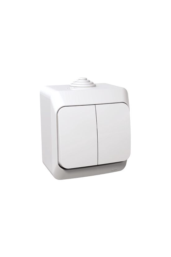 CedarPlus 105 2x1P csillárkapcsoló +jelzőfény betét komplett házban fehér falonkívüli Schneider - WDE000551