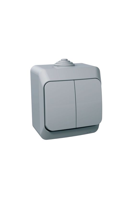 CedarPlus 105 2x1P csillárkapcsoló +jelzőfény betét komplett házban szürke falonkívüli Schneider - WDE000651