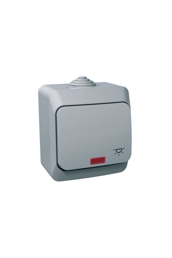 CedarPlus N101 nyomó betét komplett házban 1- billentyűs szürke lámpa IP44 jelzőfény Schneider - WDE000616