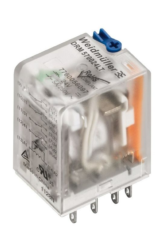 Csatolórelé 5A 4-v dugaszolós 21.6-31.2VDC monostabil IP20 DRM570024LT Weidmüller - 7760056097