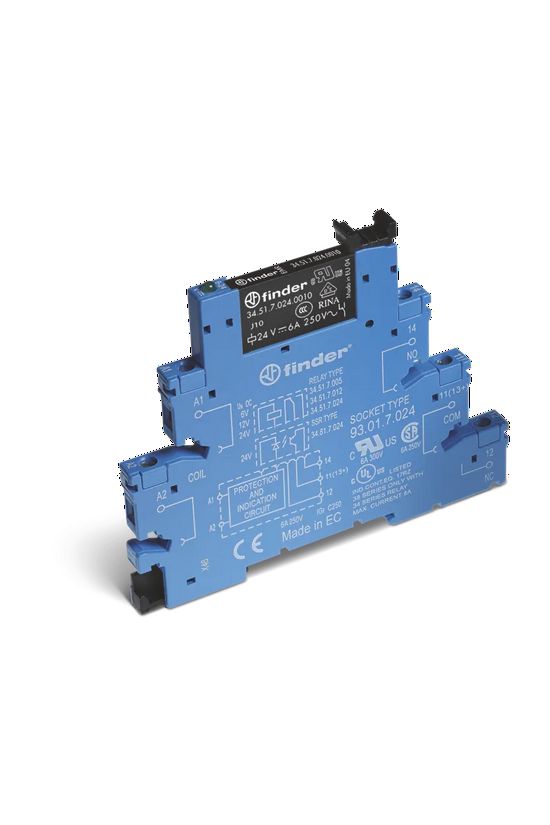 Csatolórelé keskeny érzékeny 6A 1-v csavaros 24VDC monostabil IP20 AgNi+Au 38.51.7.024.5050 FINDER - 385170245050