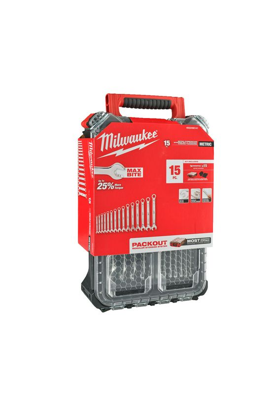 Csillag-villáskulcs készlet 15-részes 8-22mm kulcs Packout kofferben MaxBite Milwaukee - 4932498141