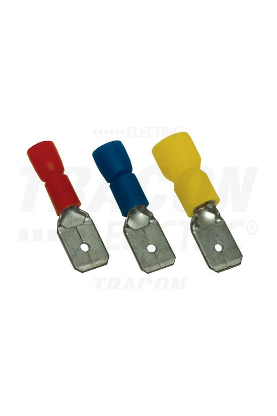 Csúszósaru 22,1mm dugó részlegesen szigetelt 17.5A piros lapos 6,3x0,8 mm réz 0,75-1,5mm2 TRACON - PCS6