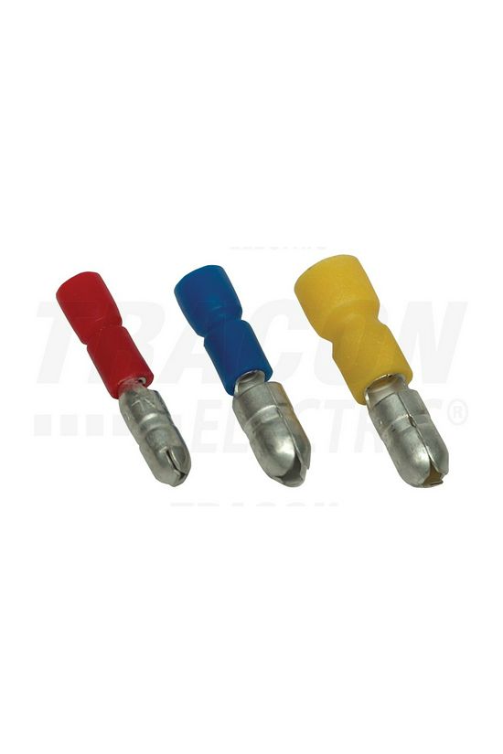 Csúszósaru 22,6mm csúszó dugó részlegesen szigetelt 24A piros hengeres 4 mm réz TRACON - PH4