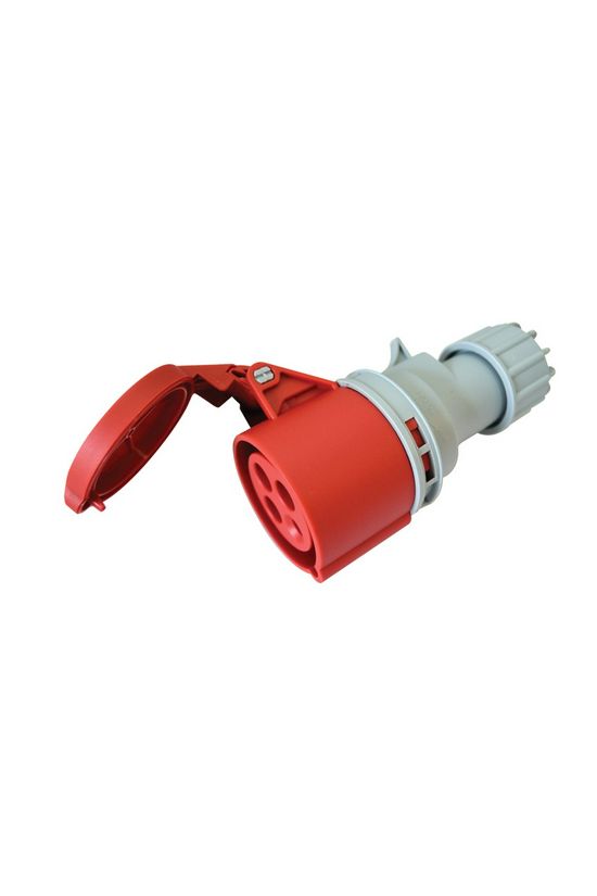 Ipari dugalj lengő 3P+E 32A 400V(50+60Hz) piros egyenes IP44 műanyag 6h-pozíció csavaros TRACON - TICS-224H