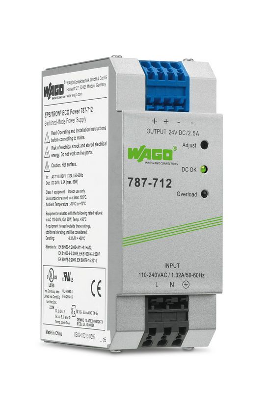 DC tápegység 85-264VAC-be 130-373VDC-be 22-28VDC-ki 2.5A-ki stabilizált 3M WAGO - 787-712