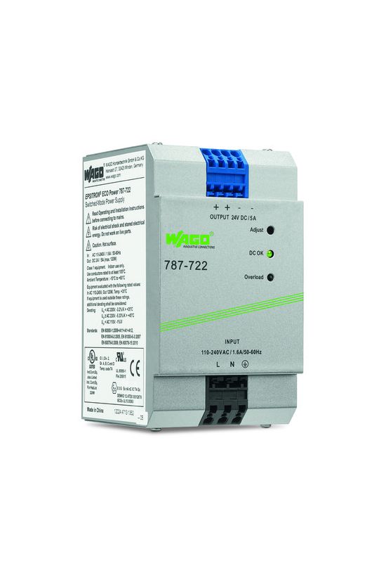 DC tápegység 85-264VAC-be 130-373VDC-be 22-28VDC-ki 5A-ki stabilizált 4M WAGO - 787-722