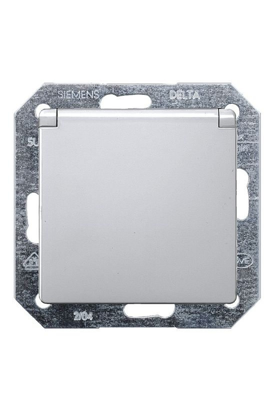 Delta I-System 162 dugalj földelt csapófedéllel alumínium IP20 süllyesztett rugós SIEMENS - 5UB1937