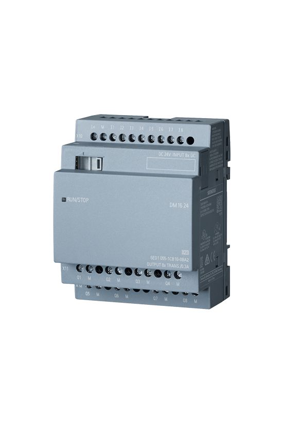 Digitális be- és kimeneti modul DM16 8DI 8DO tranzisztor 20.4-28.8V/DC LOGO! SIEMENS - 6ED1055-1CB10-0BA2