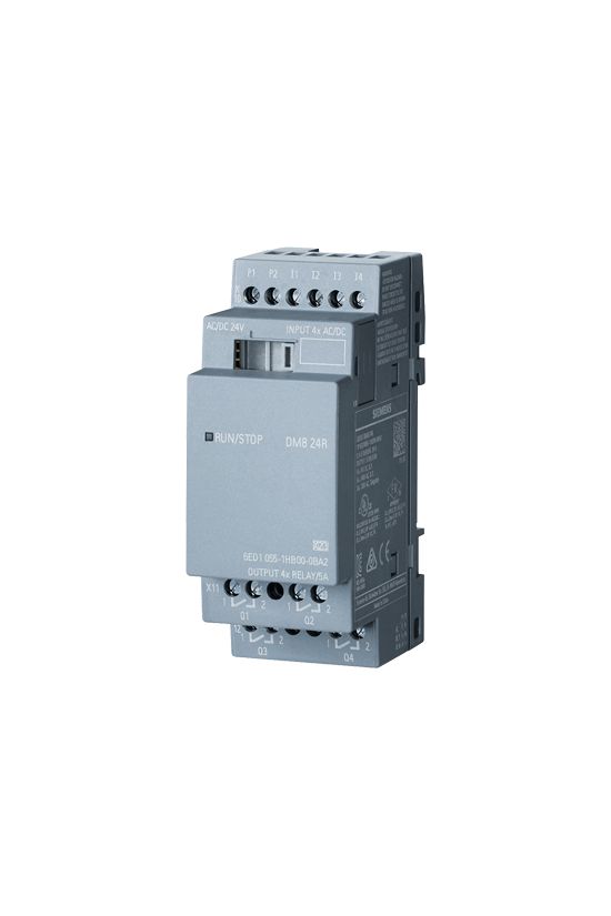 Digitális be- és kimeneti modul DM8 4DI 4DO relé 20.4-26.4V/AC 20.4-28.8V/DC LOGO! SIEMENS - 6ED1055-1HB00-0BA2