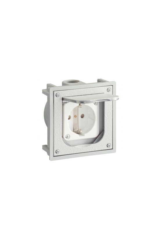 Dugalj beépíthető 2P+F doboz+csapófedél 16A 3P 230V fém alumínium egyenes csavaros ABL-SURSUM - 1471460