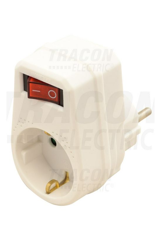 Dugaljadapter DIN(F)->DIN(F) jelzőfényes kapcsolóval fehér 16A 250V TRACON - KACS1