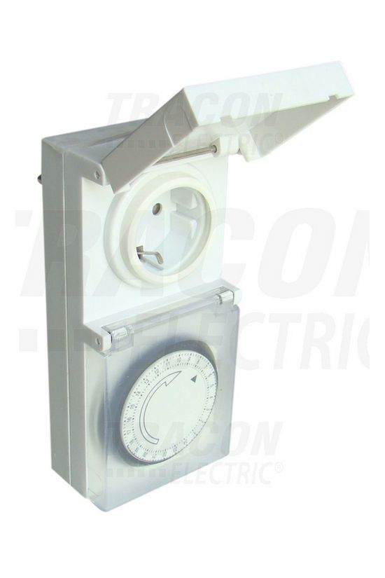 Dugaszolható időkapcsoló 3600W tárcsás gyerekzár kültéri hálózati szinkron analóg IP20 TRACON - TKO-DNV