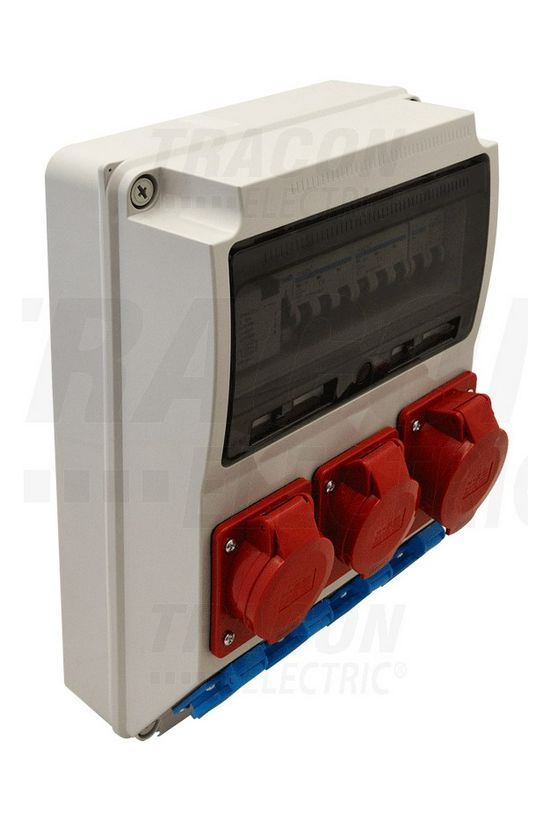 Dugaszoló elosztó 32A/400V 12M 2x16A5P400V 1x32A5P400V 4x2P+F/230V kismegszakító műanyag TRACON - TDB03-12MV
