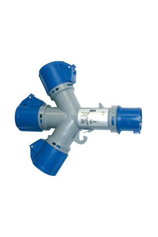 Dugaszoló elosztóadapter 16A/230V 3x16A3P230V műanyag hordozható IP44 szürke PCE - 9432000