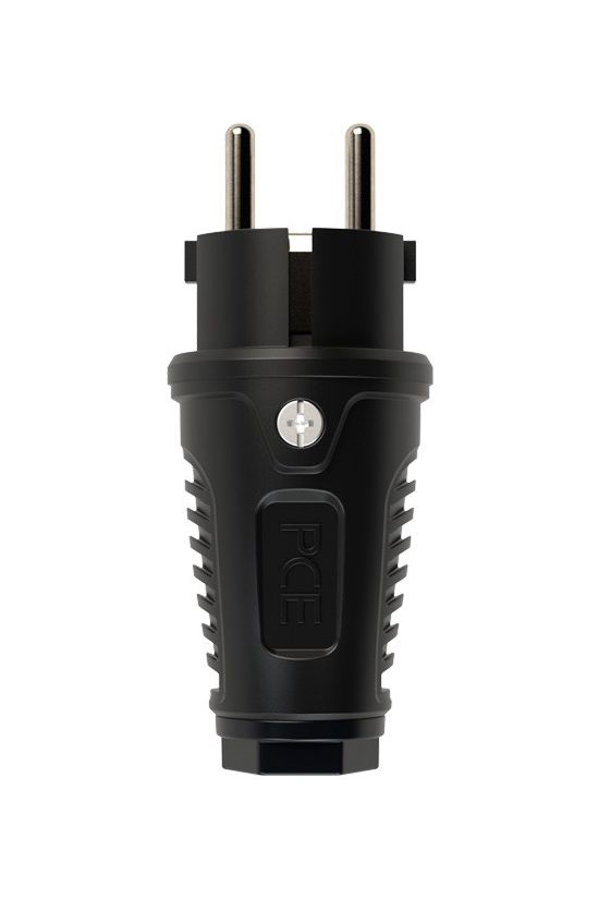Dugvilla 2P+E fekete gyűrűvel földelt 16A egyenes 250V fekete gumi csavaros IP54 Taurus2 PCE - 0511-ss